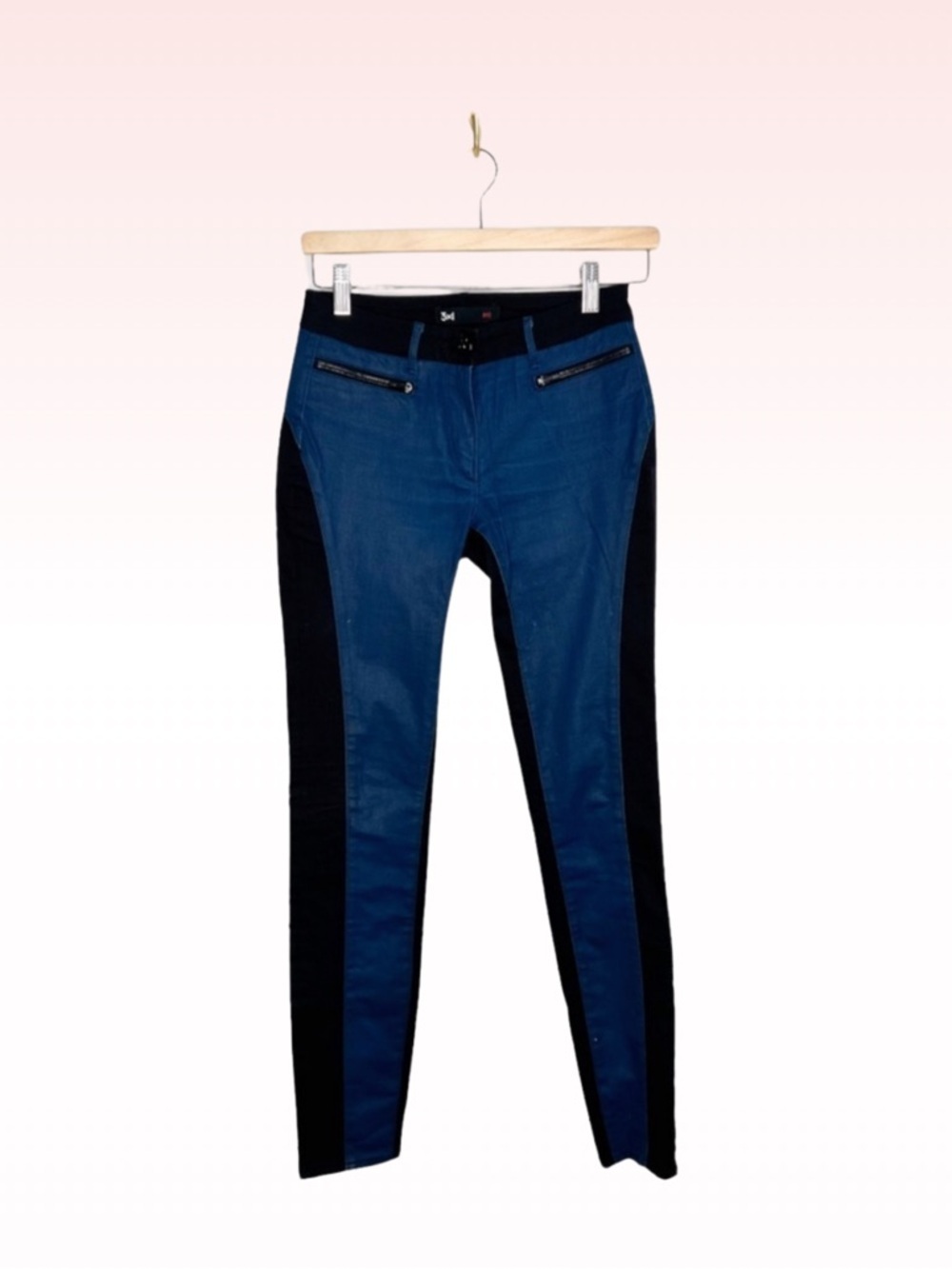 3x1 NYC Blue and Black Panel Jeans (Sz 27)